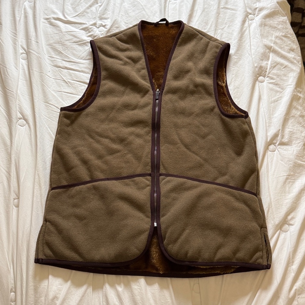Barbour Warm Pile Waistcoat Zip-In Liner - Size 42 fur vest Vintage